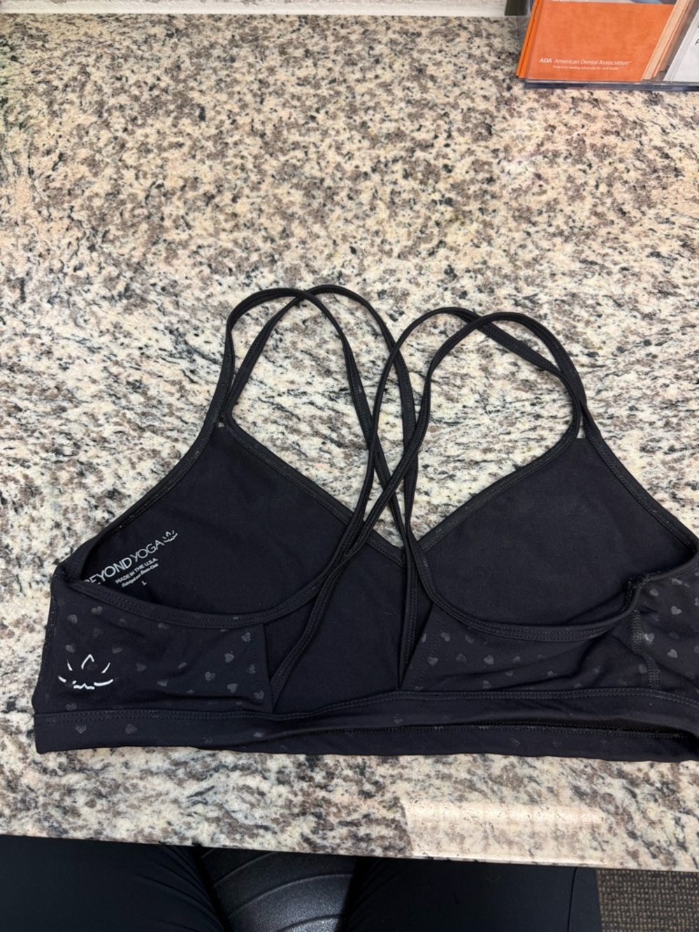 Beyond Yoga Black Double-Strap Heart-Accent Sports Bra